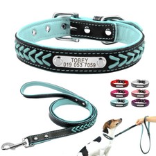 Ensemble Laisse et Collier Pour Chien Personnalisé En Cuir Tressé Ajustable XS-L