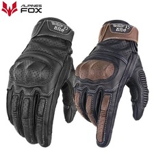 Gants de moto en cuir - vintage, rétro - respirant et avec protection rigide