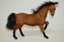 -STATUE CHEVAL ETALON recouvert de POILS PEAU horse collection animaux déco XXe