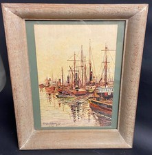 Francisque Raberain le port de Fécamp, bateaux morutiers 1938