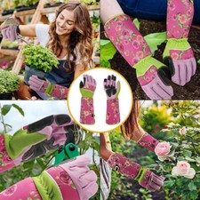 Gants de jardinage à manches longues pour femmes - Gantelet en cuir résistant...