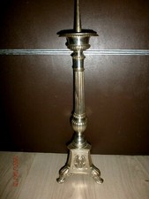 ANCIEN PIQUE-CIERGE/STYLE GOTHIQUE/BRONZE argenté/XIXème/H.38-45 cm/0,9KG/EGLISE