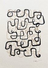 Encre Originale signée GARV Monochrome abstrait 42x30 cm Abstraction Abstract