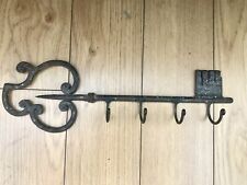 Grand Porte-Clés Mural En Forme De Clé. 4 Patères. Métal .