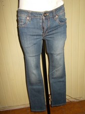 Pantalon jeans taille basse bleu stretch VOLCOM w28 38 2X4 SKINNY brodé 20OC13