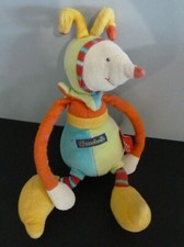 U. DOUDOU PELUCHE MOULIN ROTY CLOWN LUTIN DRAGOBERT VERT BLEU ORANGE 25cm - BE