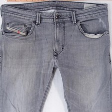 Hommes Diesel THAVAR Ajusté Skinny Élasthanne Gris Jeans W34 L34