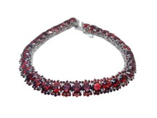 925 Argent Grappe Grenat Bracelet Naturel Grenat Rouge Tennis Bracelet Janvier