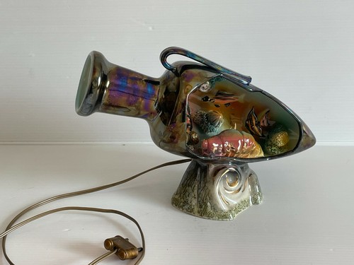Lampe amphore noire coquillage - lampe,