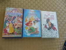 Lot 3  VHS SECAM Disney Grands Classiques VF Blanche-Neige Sirène 101 dalmatiens