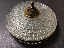 Grand Plafonnier en laiton doré et verre  Style Années 50 Diamètre 30 Cm