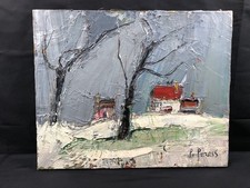 Pierre Peress (1919-1990) Huile sur toile double faces - Paysage et ruelle