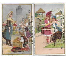 3 Chromos anciens publicité fond or  marchande de volailles et fillettes au zoo