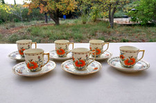 6 Tasses à café Porcelaine Limoges Raynaud Vieux Chine Collection Damon