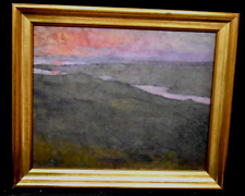 Tableau huile soleil couchant étang symbolisme signé Ferdinand OLIVIER 1873-1957