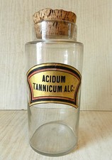 Ancien Grand Pot d' Apothicaire en Verre Soufflé XIXe *Belle Étiquette Pharmacie