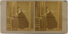 Actrice à identifier Femme Robe Théâtre c1870 Photo Stereo Vintage Albumine