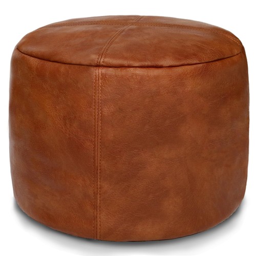 Unstuffed faux leather pouf - unstuffed,