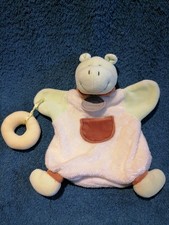 doudou et compagnie  marionnette hippopotame vert créme TBE