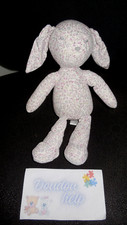 doudou peluche lapin Liberty blanc fleurs rose violet JACADI 27cm