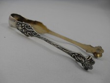 Pince à sucre, Argent Massif Minerve Art nouveau, décor Iris