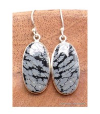 Boucles d'oreilles Obsidienne floconneuse ovales YM49.1