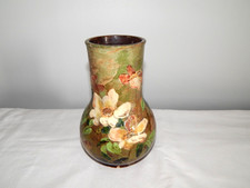 ANCIEN VASE en Céramique Montigny sur Loind Décor FLORAL Signé V Charles Virion