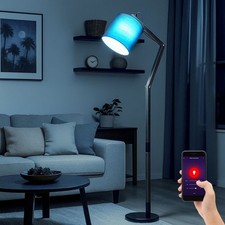 Lampadaire En Bois Réglable Avec Dimmer App Smart RGB LED H 172 Cm