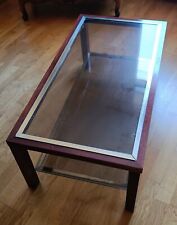 table basse de salon, en bois (probablement merisier) et verre