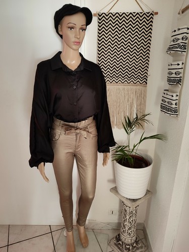 Pantalon huilé taille haute - pantalon,