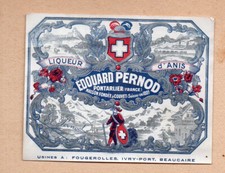 Pntarlier publicité vieux papiers étiquette liqueur d'anis EDOUARD PERNOD P44051