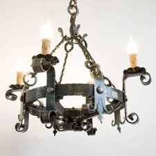 Lustre Lampion Lanterne Fer Forgé 4 Lumières Diamètre 60 CM