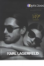 PUBLICITE ADVERTISING  2012  KARL LAGERFELD lunettes pour optic 2000