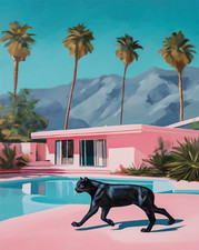 Affiche chat noir Palm Springs