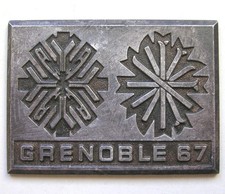 PLAQUE MEDAILLE GRENOBLE 67 PREPARATION JEUX OLYMPIQUES D'HIVER JO GRENOBLE 1968