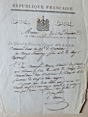 1801 lettre autographe - , du