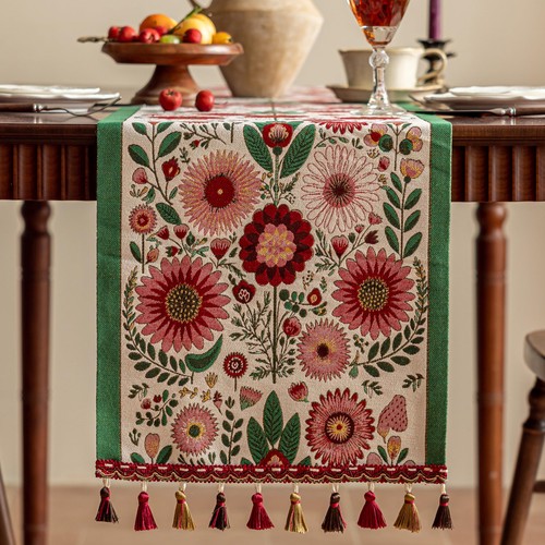 Tassel table runner vibrant - tassel,