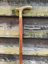 Canne Pliante Vintage En Laiton Massif Avec Poignée Courbée