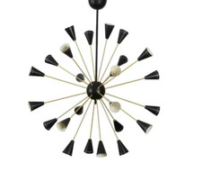 Lustre Sputnik En Laiton 24 Bras - Lumière De Style Mid-Century Italien Stilnovo