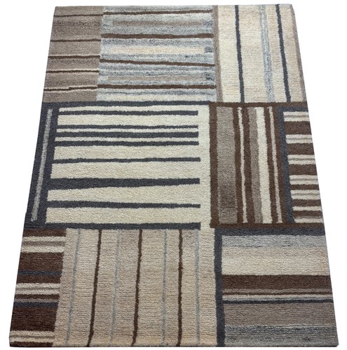 Tapis 100 laine beige gris - laine,