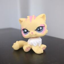 figurine PETSHOP  CAT CHAT PERSAN JAUNE BLANC ROSE YEUX VIOLET- pet shop LPS