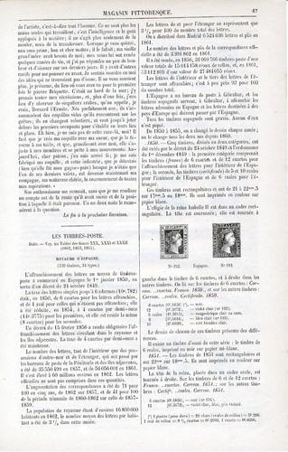 Timbres poste 1865 gravures - es,