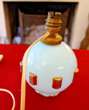 lampe boule opaline bleue et or vintage annees 50
