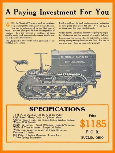 1917 cletrac cleveland tractor - cletrac,