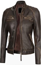 Veste de style motard en cuir