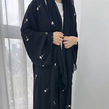 Hijab Robe Cardigan Femme Abaya Musulman Ouverte Kaftan Robe Fête Islamique