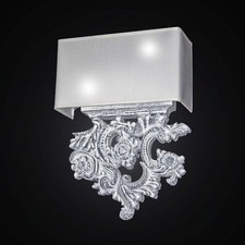 Applique Moderne En Bois Shabby Chic À 2 Lumières BGA 2657/AC Blanc Argent