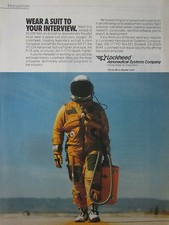 8/1989 PUB LOCKHEED PILOT SPACE SUIT OXYGEN SR-71 BLACKBIRD COMBINAISON VOL AD