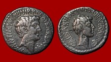 Monnaie romaine : Marc Antoine et Octave – Denier, TTB/TTB+, R1 [950DMANO1]