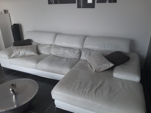 Canapé cuir blanc avec - cuir,